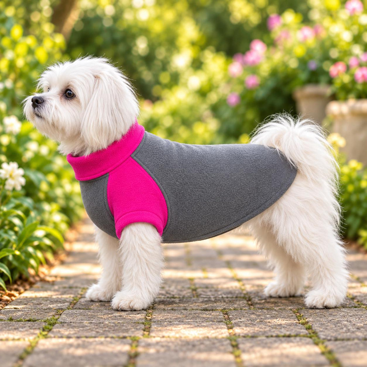 Two-Tone Fleece Dog Jumper, Handmade Raglan Dog Sweater, Warm Colour Block Pet Clothing, Small Dog Winter Jumper