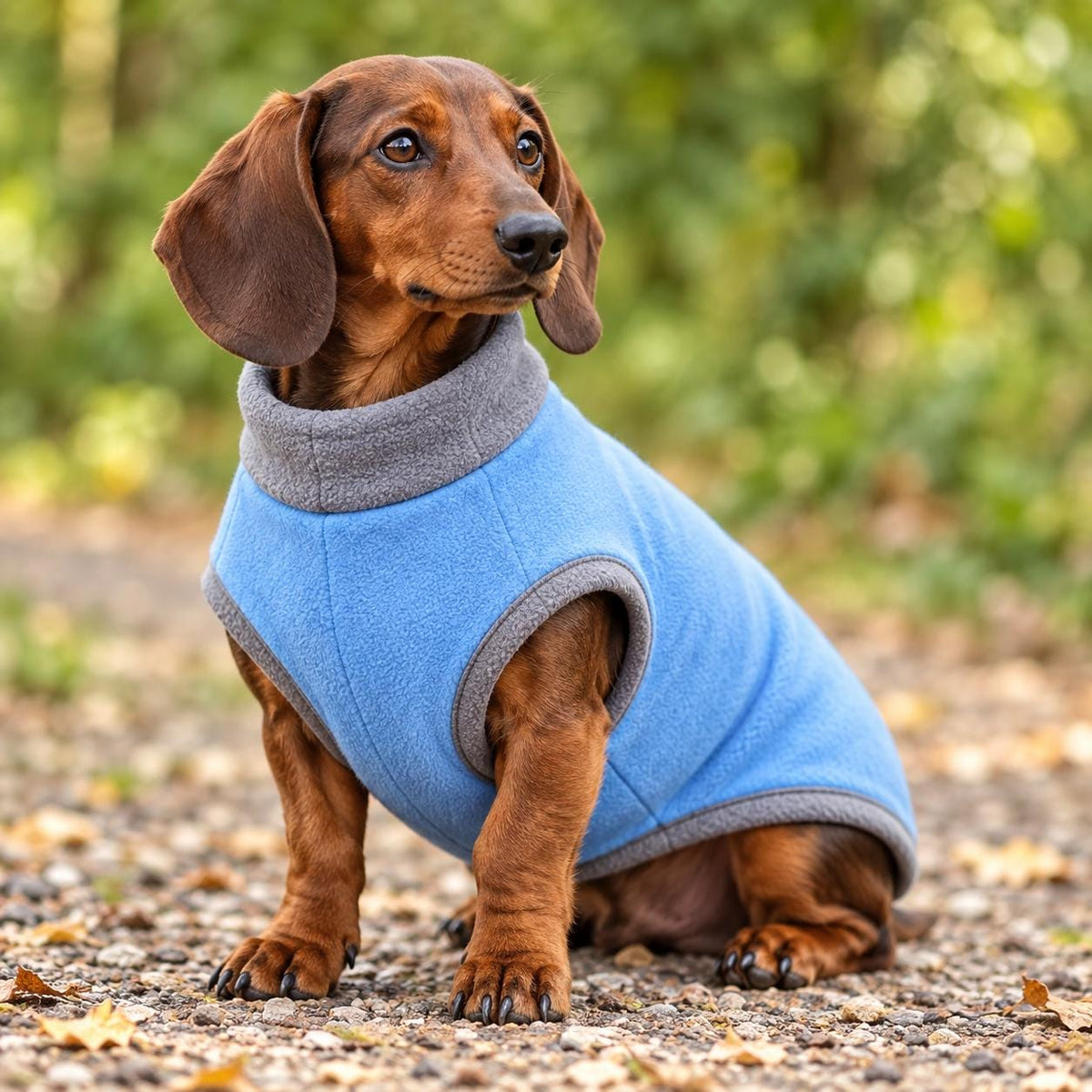 Handmade Two Tone Fleece Jumper For Sausage Dog, Warm Dachshund Coat, Small to Large Dog Clothing