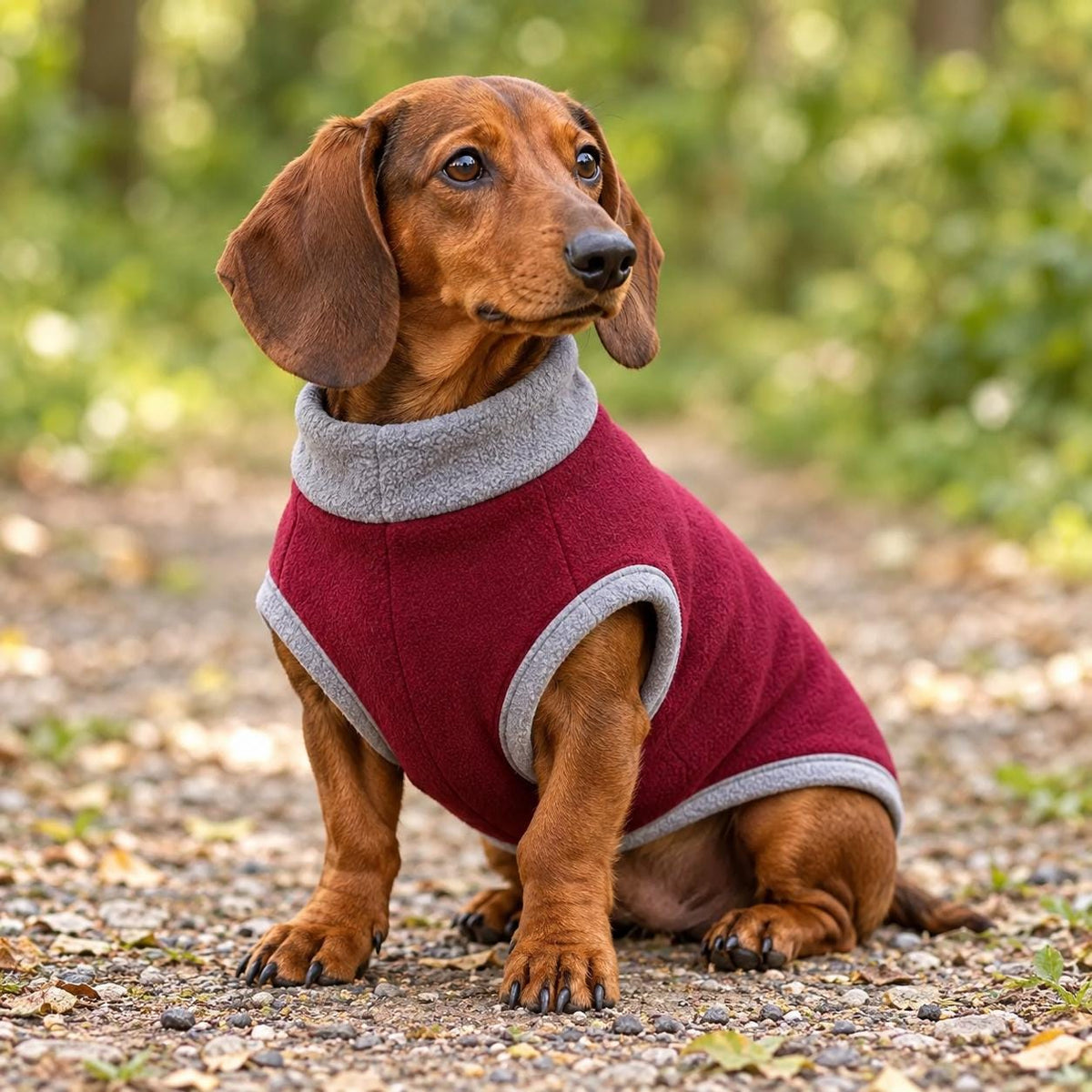 Handmade Two Tone Fleece Jumper For Sausage Dog, Warm Dachshund Coat, Small to Large Dog Clothing