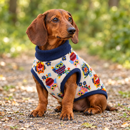Owl Fleece Dog Jumper Sweater for Dachshunds & Small Dogs Pet Pullover | Sausage Dog Clothes