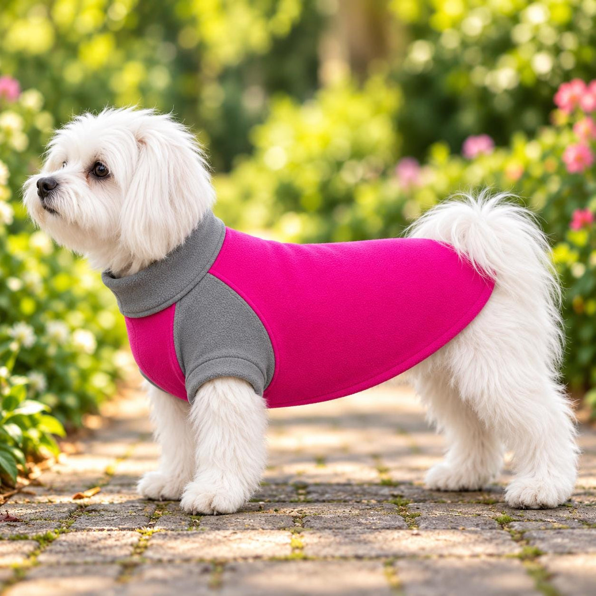 Two-Tone Fleece Dog Jumper, Handmade Raglan Dog Sweater, Warm Colour Block Pet Clothing, Small Dog Winter Jumper