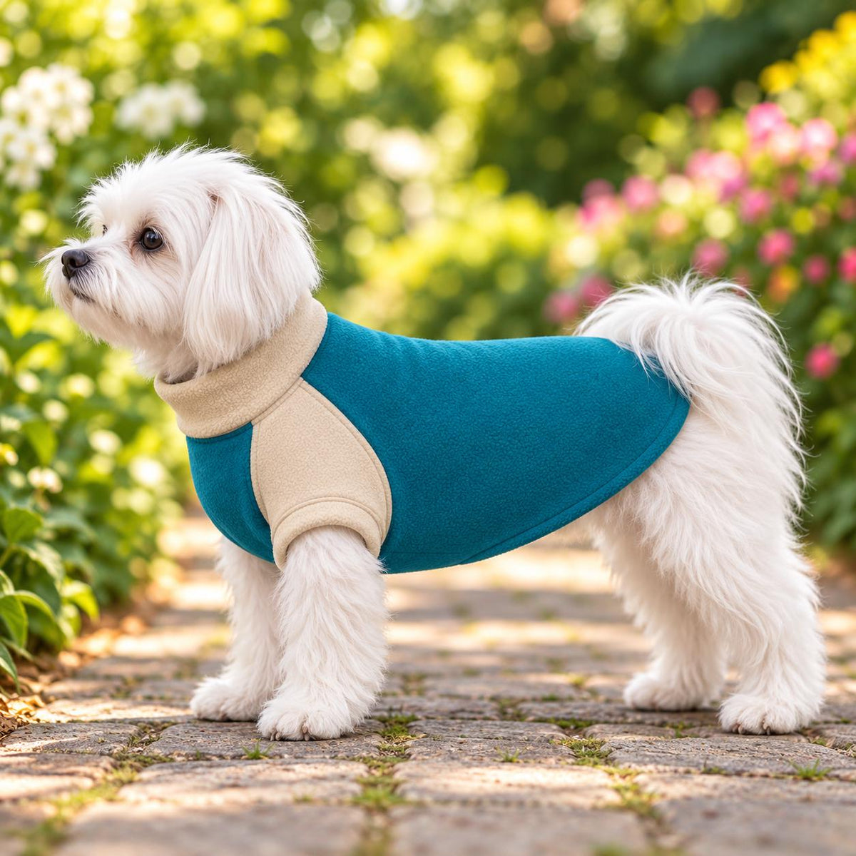 Two-Tone Fleece Dog Jumper, Handmade Raglan Dog Sweater, Warm Colour Block Pet Clothing, Small Dog Winter Jumper