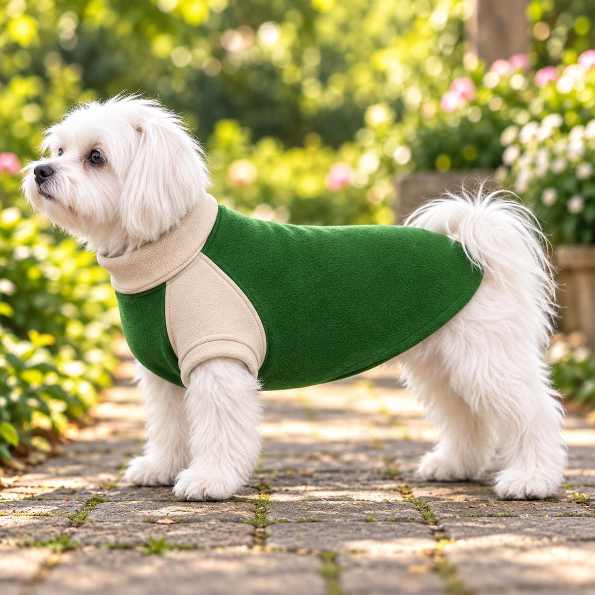 Two-Tone Fleece Dog Jumper, Handmade Raglan Dog Sweater, Warm Colour Block Pet Clothing, Small Dog Winter Jumper