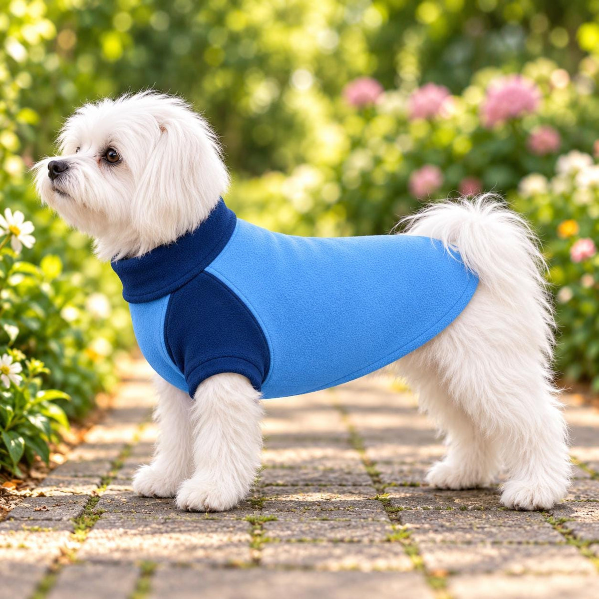 Two-Tone Fleece Dog Jumper, Handmade Raglan Dog Sweater, Warm Colour Block Pet Clothing, Small Dog Winter Jumper