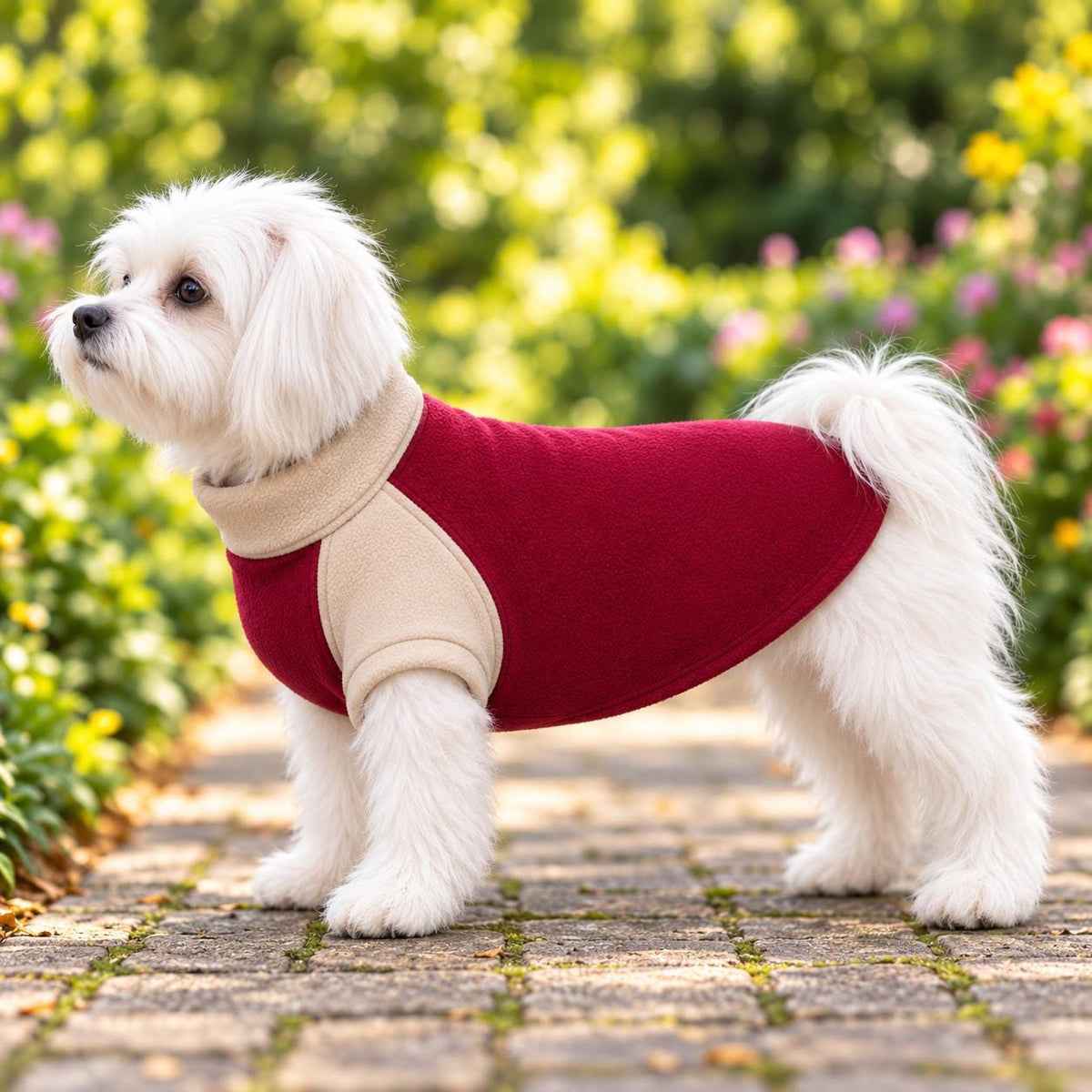Two-Tone Fleece Dog Jumper, Handmade Raglan Dog Sweater, Warm Colour Block Pet Clothing, Small Dog Winter Jumper