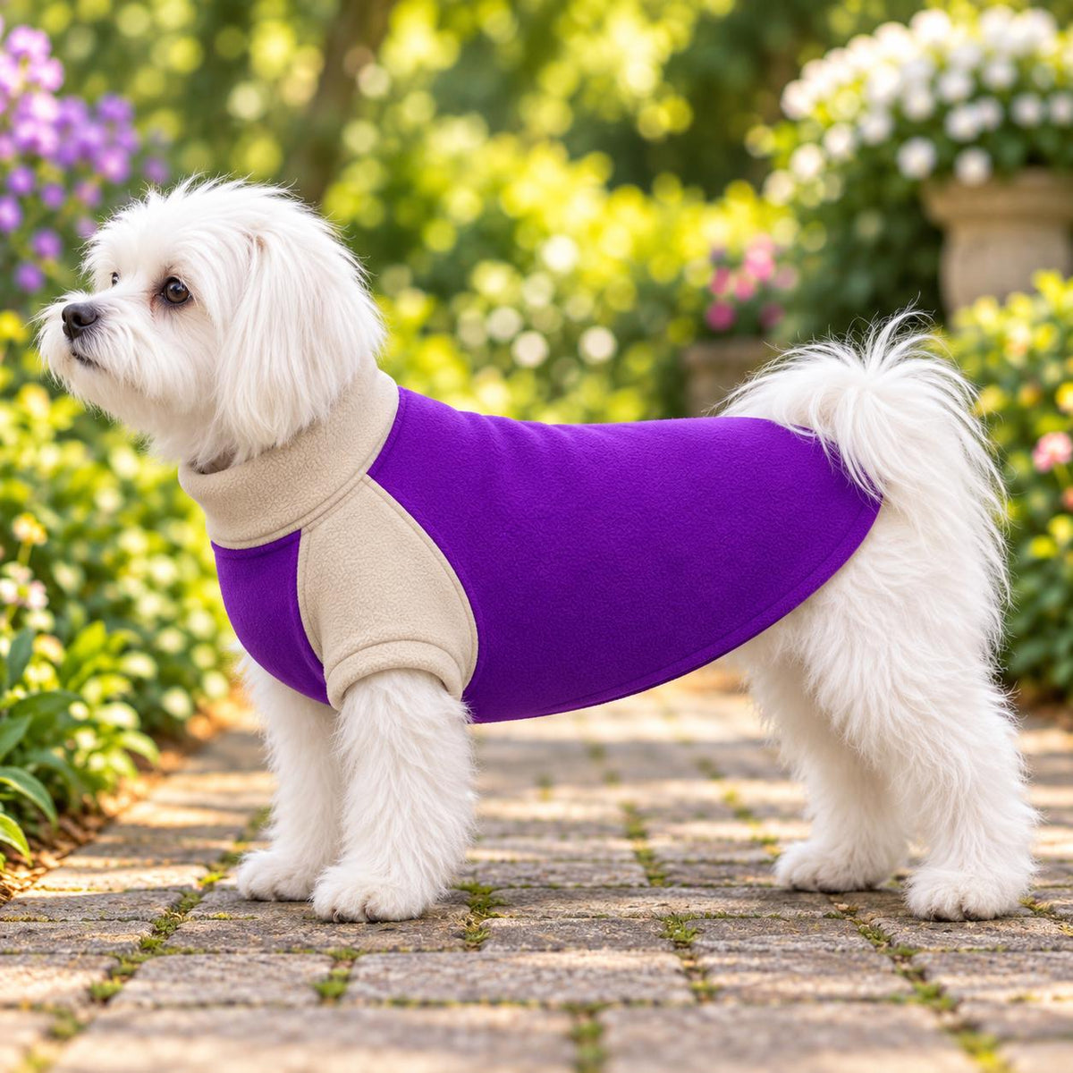 Two-Tone Fleece Dog Jumper, Handmade Raglan Dog Sweater, Warm Colour Block Pet Clothing, Small Dog Winter Jumper
