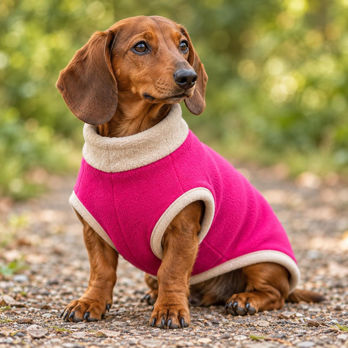 Handmade Two Tone Fleece Jumper For Sausage Dog, Warm Dachshund Coat, Small to Large Dog Clothing
