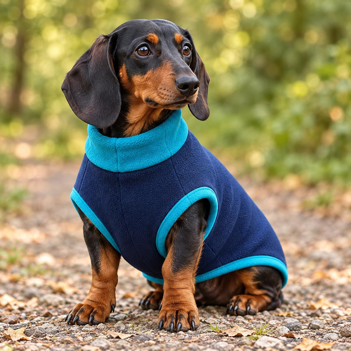 Handmade Two Tone Fleece Jumper For Sausage Dog, Warm Dachshund Coat, Small to Large Dog Clothing