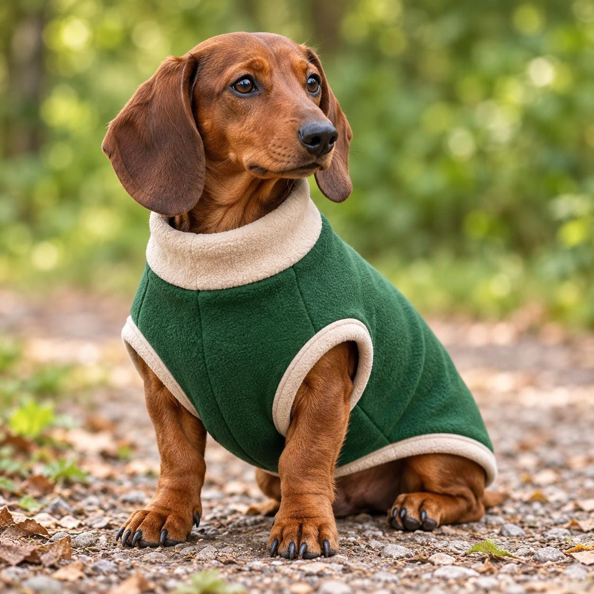 Handmade Two Tone Fleece Jumper For Sausage Dog, Warm Dachshund Coat, Small to Large Dog Clothing