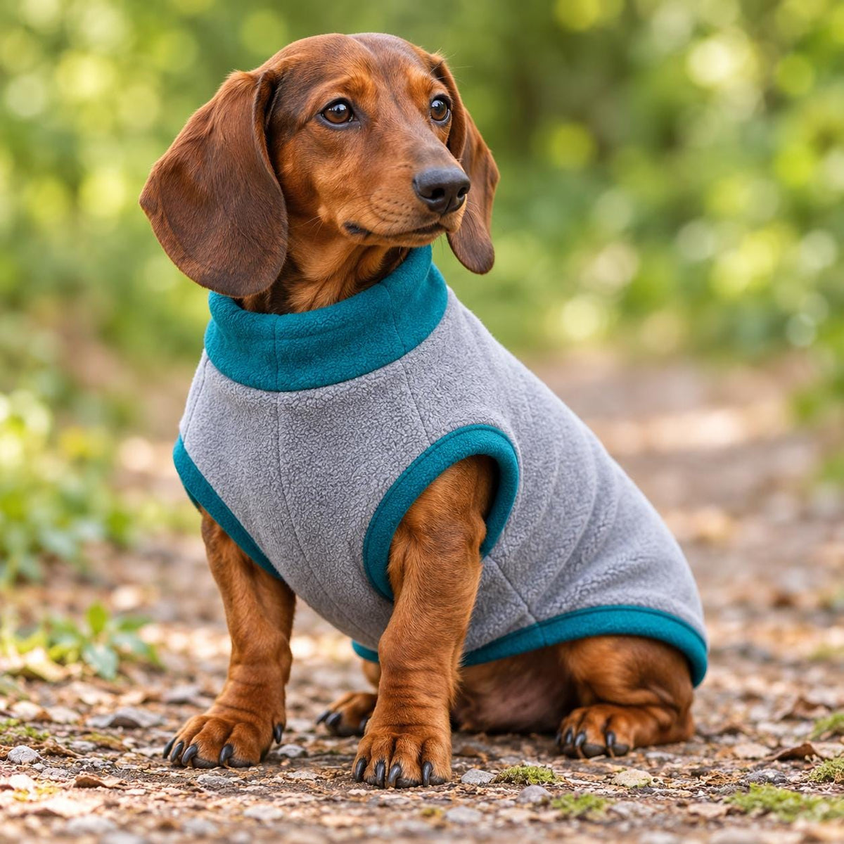 Handmade Two Tone Fleece Jumper For Sausage Dog, Warm Dachshund Coat, Small to Large Dog Clothing