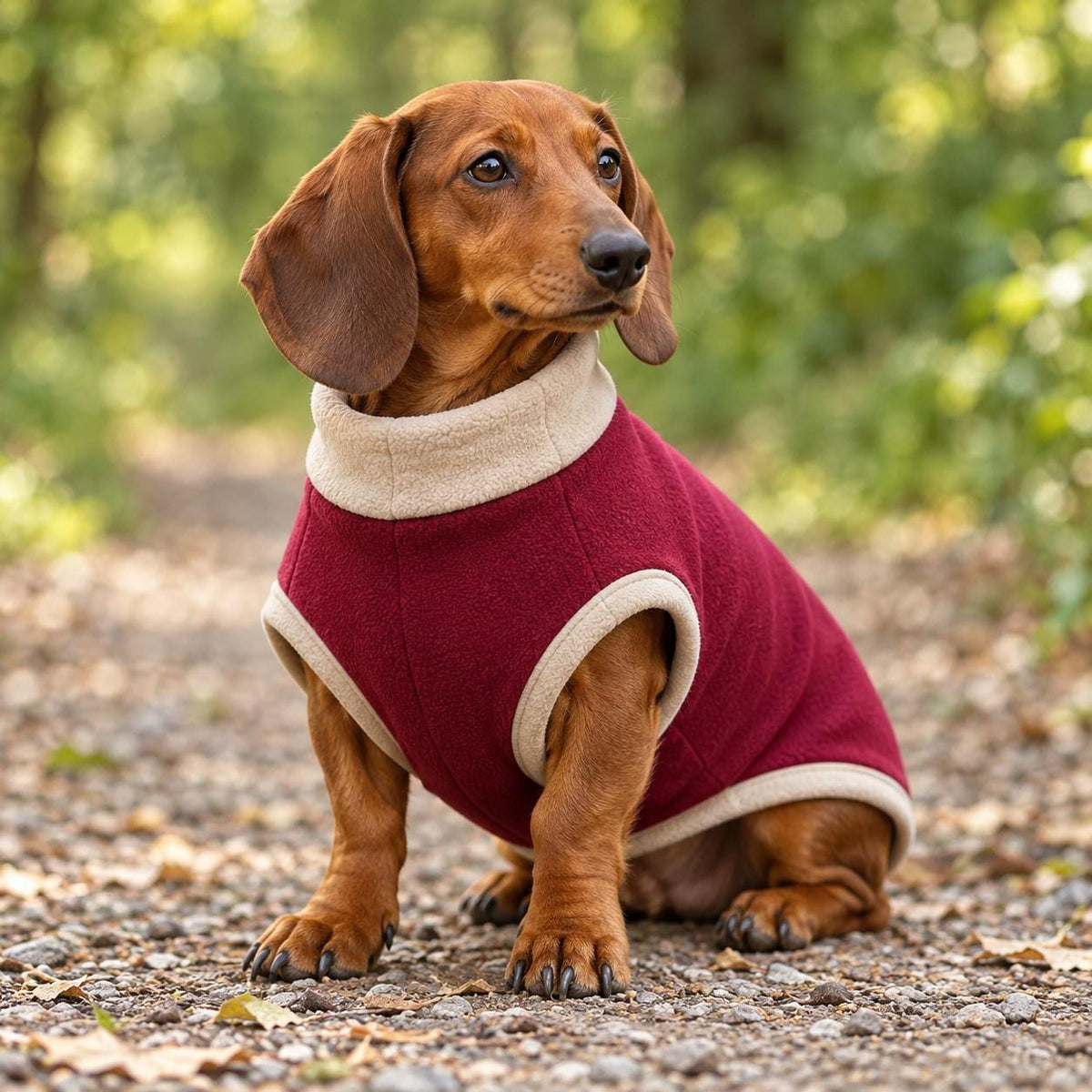 Handmade Two Tone Fleece Jumper For Sausage Dog, Warm Dachshund Coat, Small to Large Dog Clothing