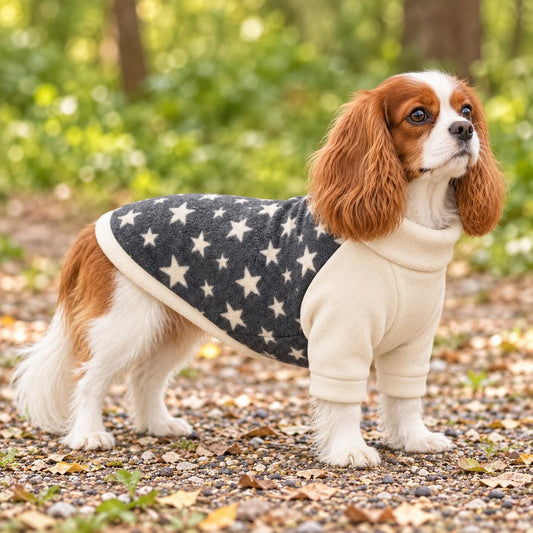 Dog Raglan Jumper, Star & Tartan Fleece Dog Sweater, Soft Dog Clothes, Small to Large Dogs XS-3XL, Handmade