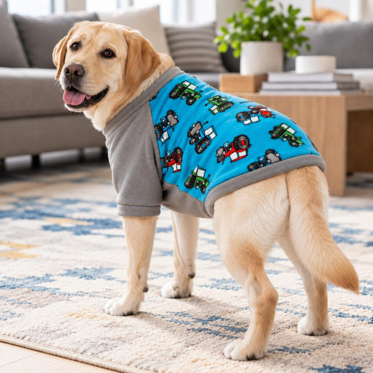 Tractor Raglan Dog Jumper, Fleece Dog Sweater with Sleeves, XS to 3XL, Small Medium Large Dog Clothes, Farm Dog Gift