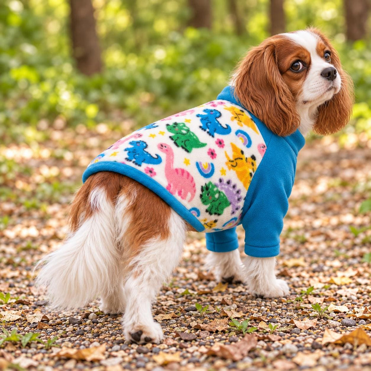 Dinosaur Dog Jumper, Fleece Raglan Dog Sweater, Cute Dino Print Dog Clothes, Small to Large Dogs XS-3XL, Handmade