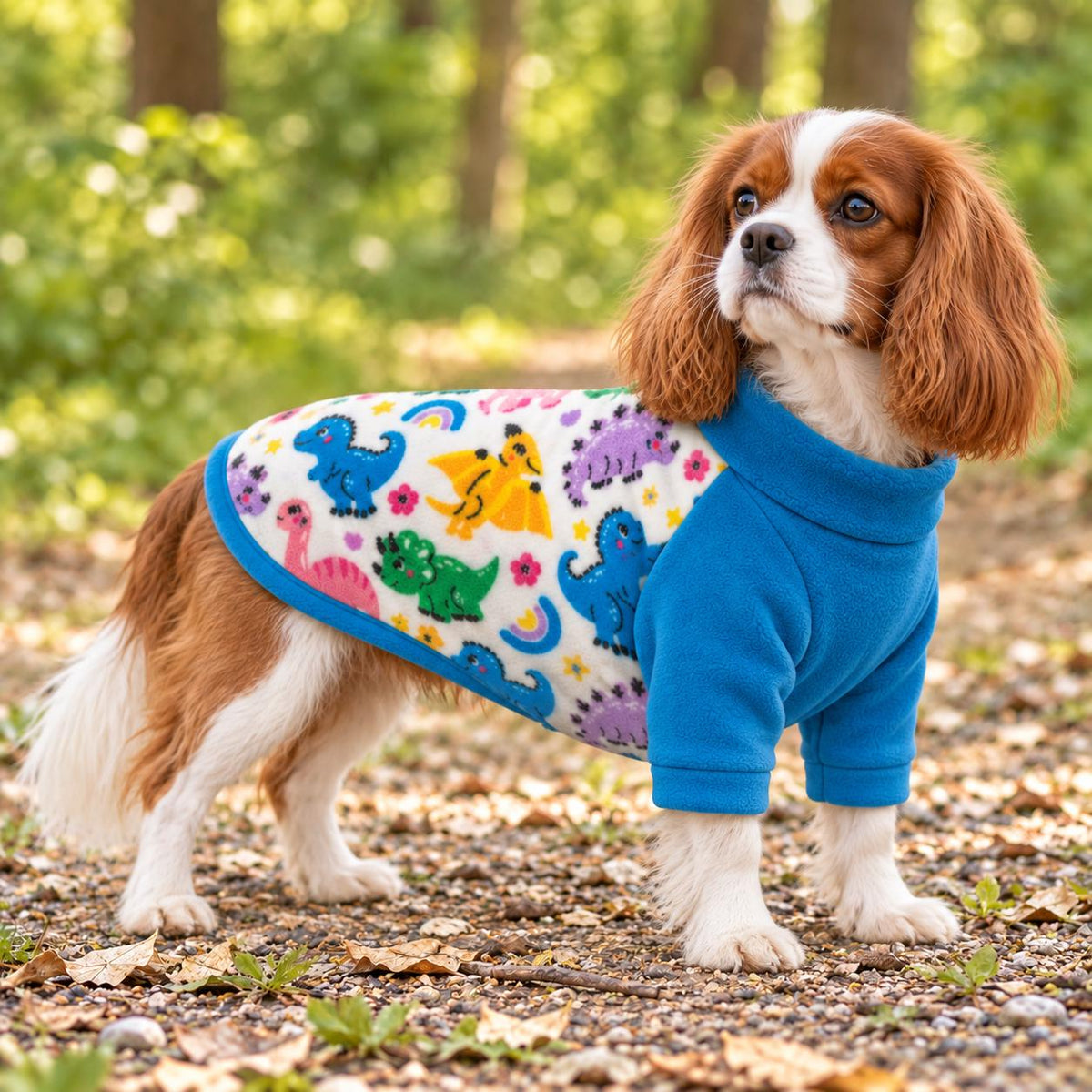 Dinosaur Dog Jumper, Fleece Raglan Dog Sweater, Cute Dino Print Dog Clothes, Small to Large Dogs XS-3XL, Handmade