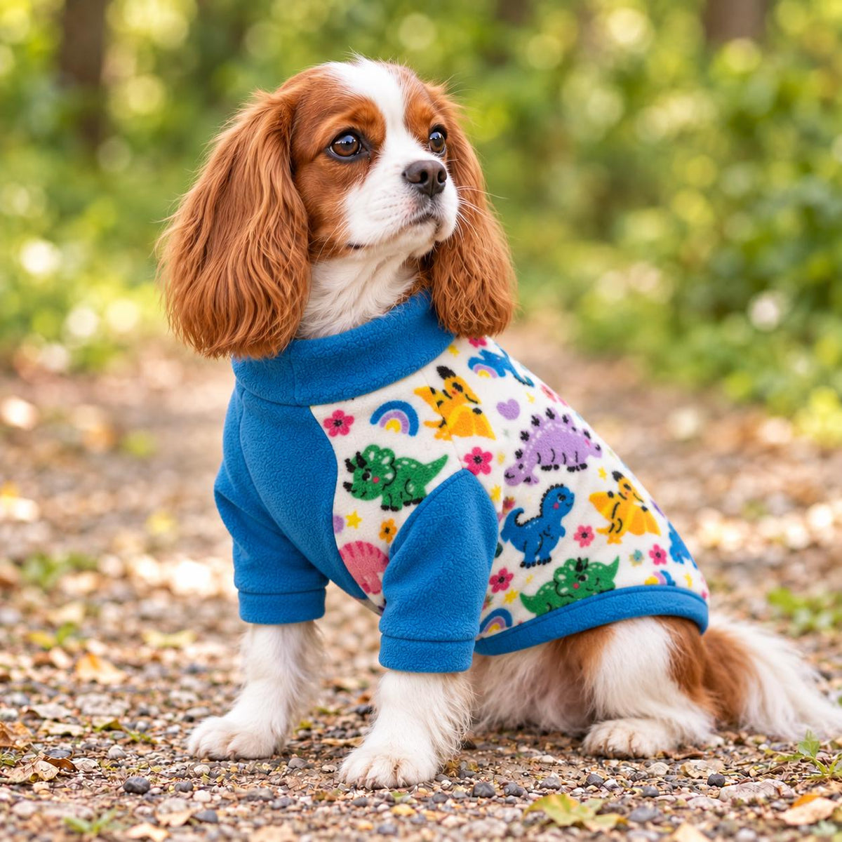 Dinosaur Dog Jumper, Fleece Raglan Dog Sweater, Cute Dino Print Dog Clothes, Small to Large Dogs XS-3XL, Handmade