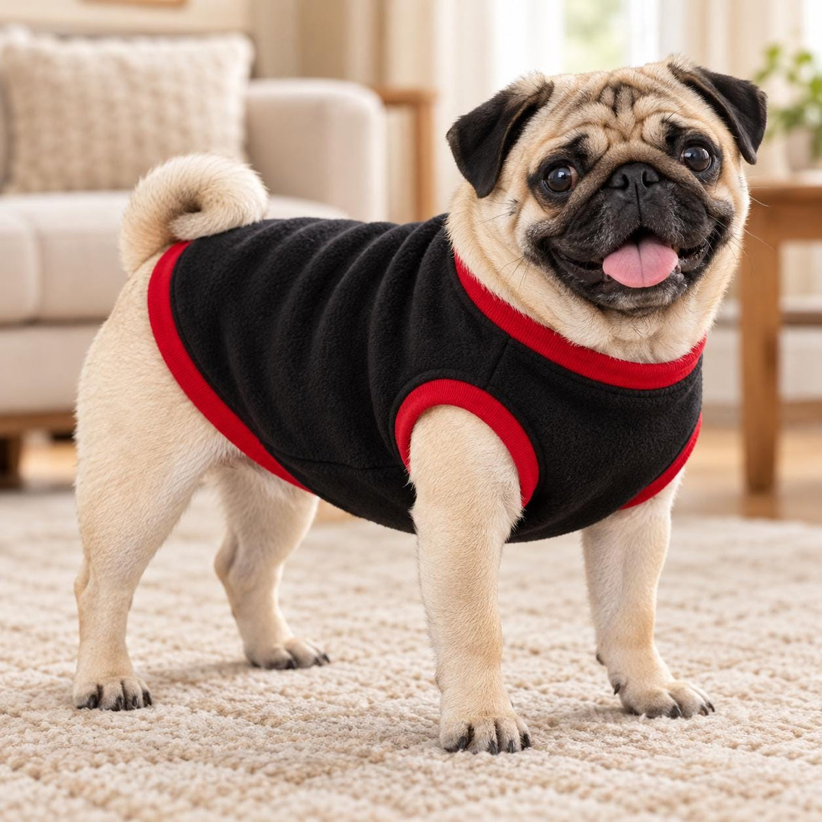 Fleece Dog Vest Designed for Pugs, Frenchie, Bulldogs Sleeveless Pullover for similar compact, deep-chested breeds. | Warm Dog Jumper