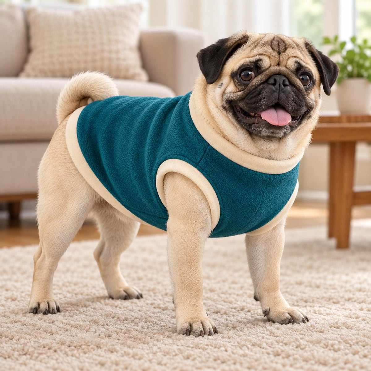 Fleece Dog Vest Designed for Pugs, Frenchie, Bulldogs Sleeveless Pullover for similar compact, deep-chested breeds. | Warm Dog Jumper