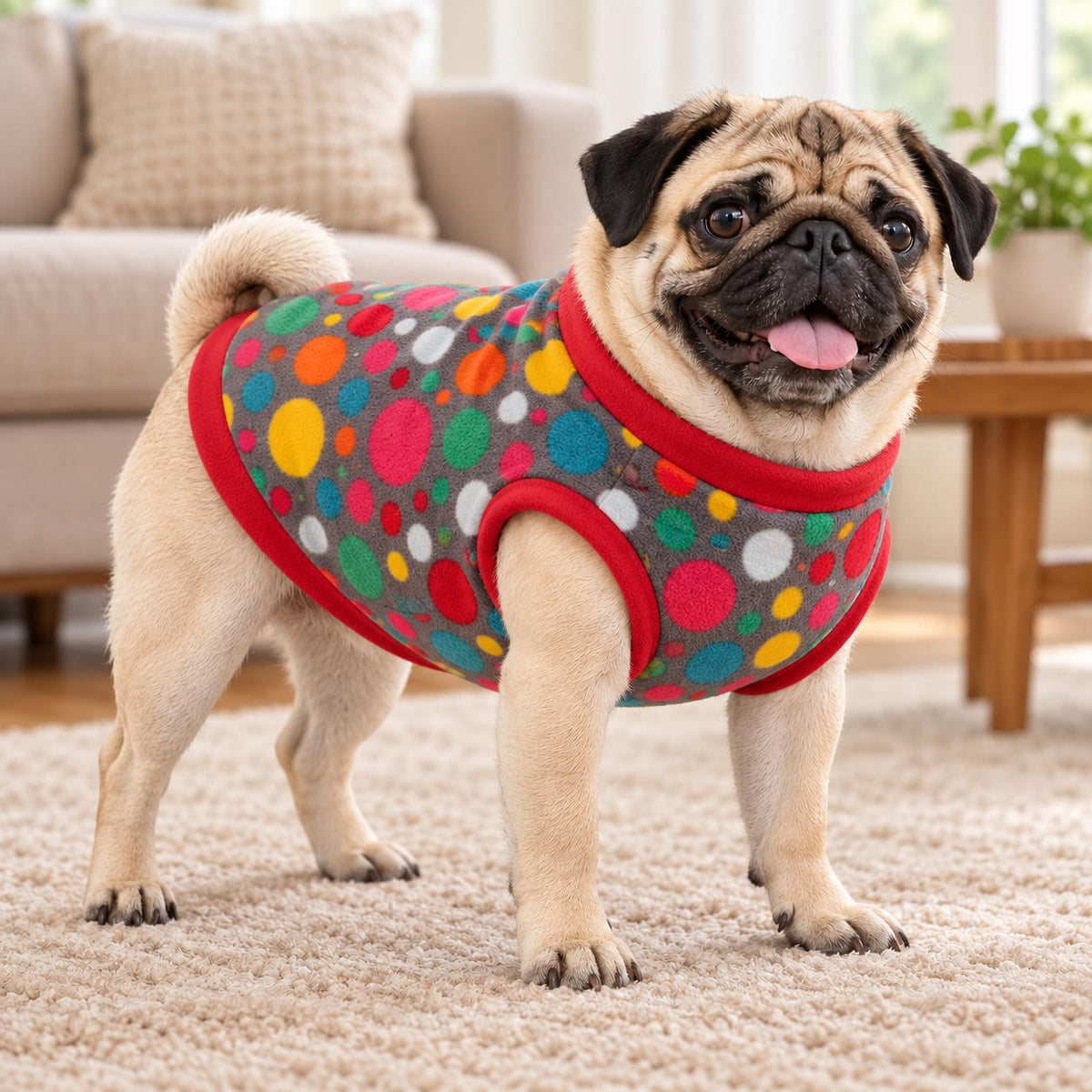 Fleece Dog Vest Designed for Pugs, Frenchie, Bulldogs Sleeveless Pullover for similar compact, deep-chested breeds. | Warm Dog Jumper