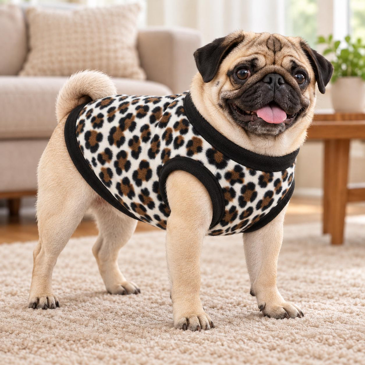 Fleece Dog Vest Designed for Pugs, Frenchie, Bulldogs Sleeveless Pullover for similar compact, deep-chested breeds. | Warm Dog Jumper