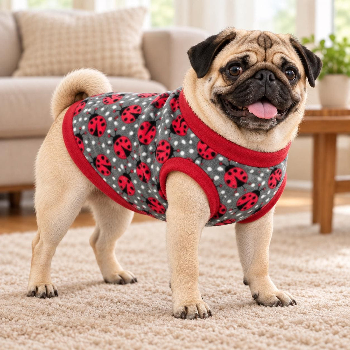 Fleece Dog Vest Designed for Pugs, Frenchie, Bulldogs Sleeveless Pullover for similar compact, deep-chested breeds. | Warm Dog Jumper