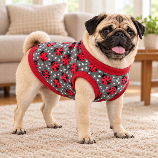 Fleece Dog Vest Designed for Pugs, Frenchie, Bulldogs Sleeveless Pullover for similar compact, deep-chested breeds. | Warm Dog Jumper