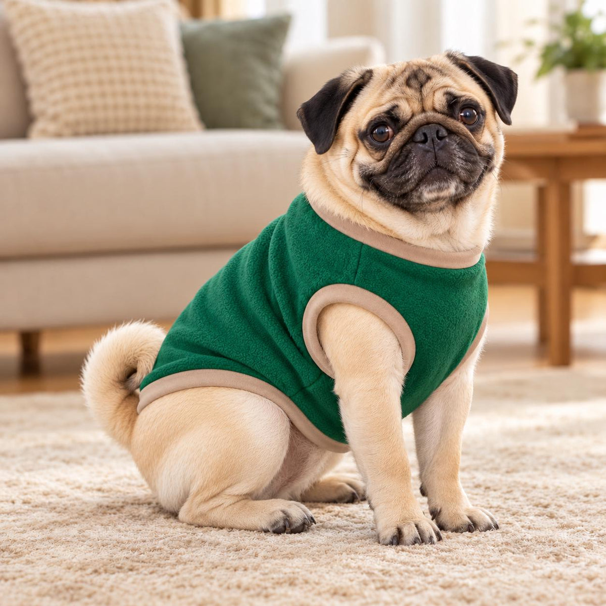 Fleece Dog Vest Designed for Pugs, Frenchie, Bulldogs Sleeveless Pullover for similar compact, deep-chested breeds. | Warm Dog Jumper