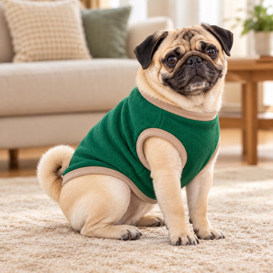 Fleece Dog Vest Designed for Pugs, Frenchie, Bulldogs Sleeveless Pullover for similar compact, deep-chested breeds. | Warm Dog Jumper
