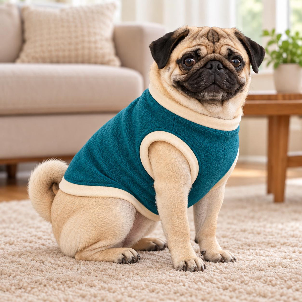 Fleece Dog Vest Designed for Pugs, Frenchie, Bulldogs Sleeveless Pullover for similar compact, deep-chested breeds. | Warm Dog Jumper