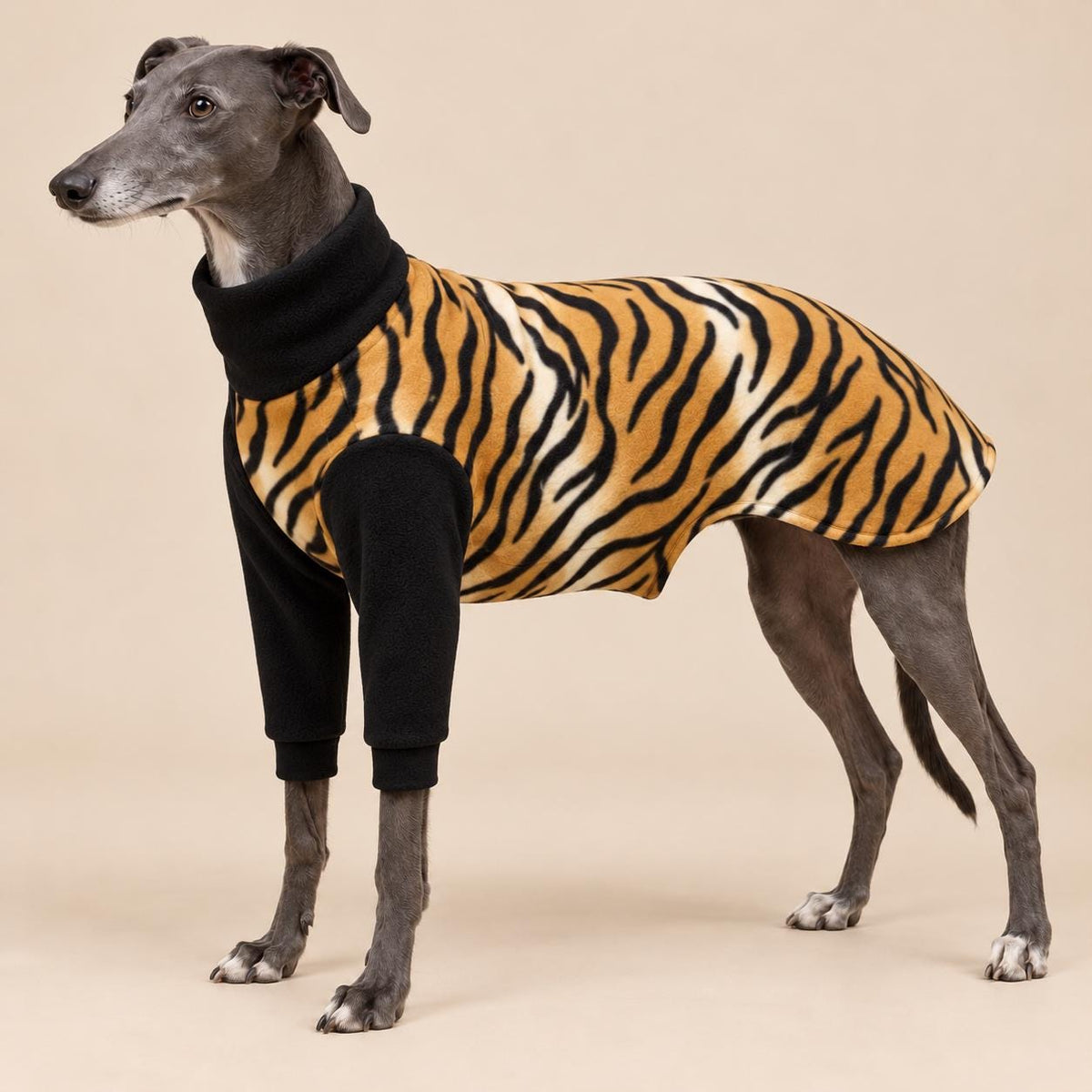 English Greyhound Fleece Jumper, Turtle Neck Dog Pyjamas, Greyhound Winter Top, Soft Fleece Greyhound Clothes