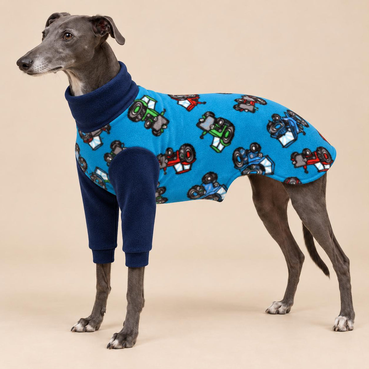 English Greyhound Fleece Jumper, Turtle Neck Dog Pyjamas, Greyhound Winter Top, Soft Fleece Greyhound Clothes