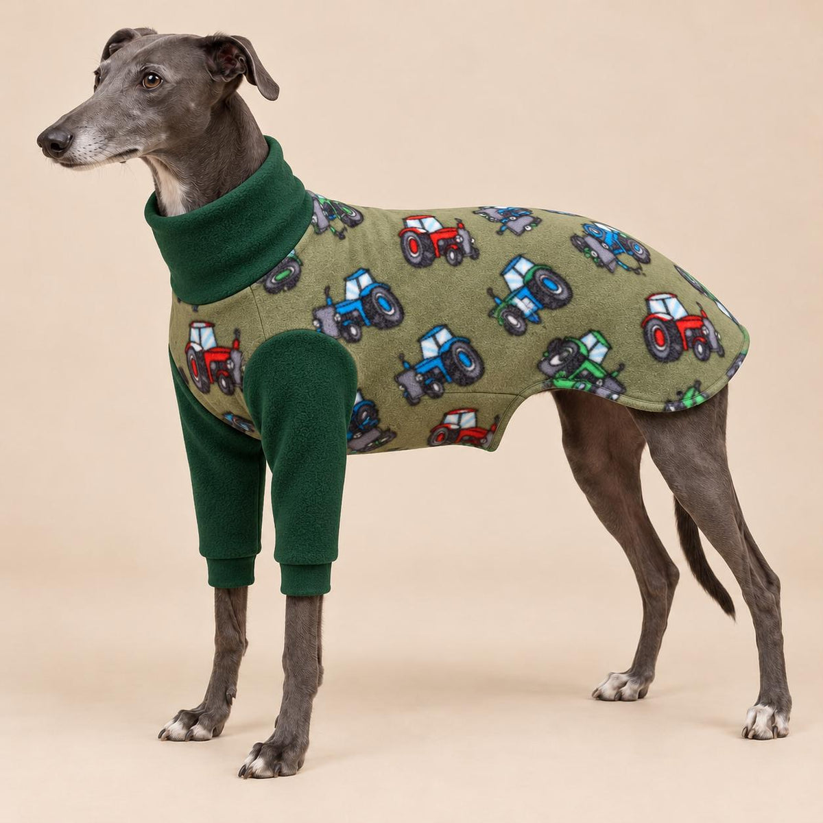 English Greyhound Fleece Jumper, Turtle Neck Dog Pyjamas, Greyhound Winter Top, Soft Fleece Greyhound Clothes