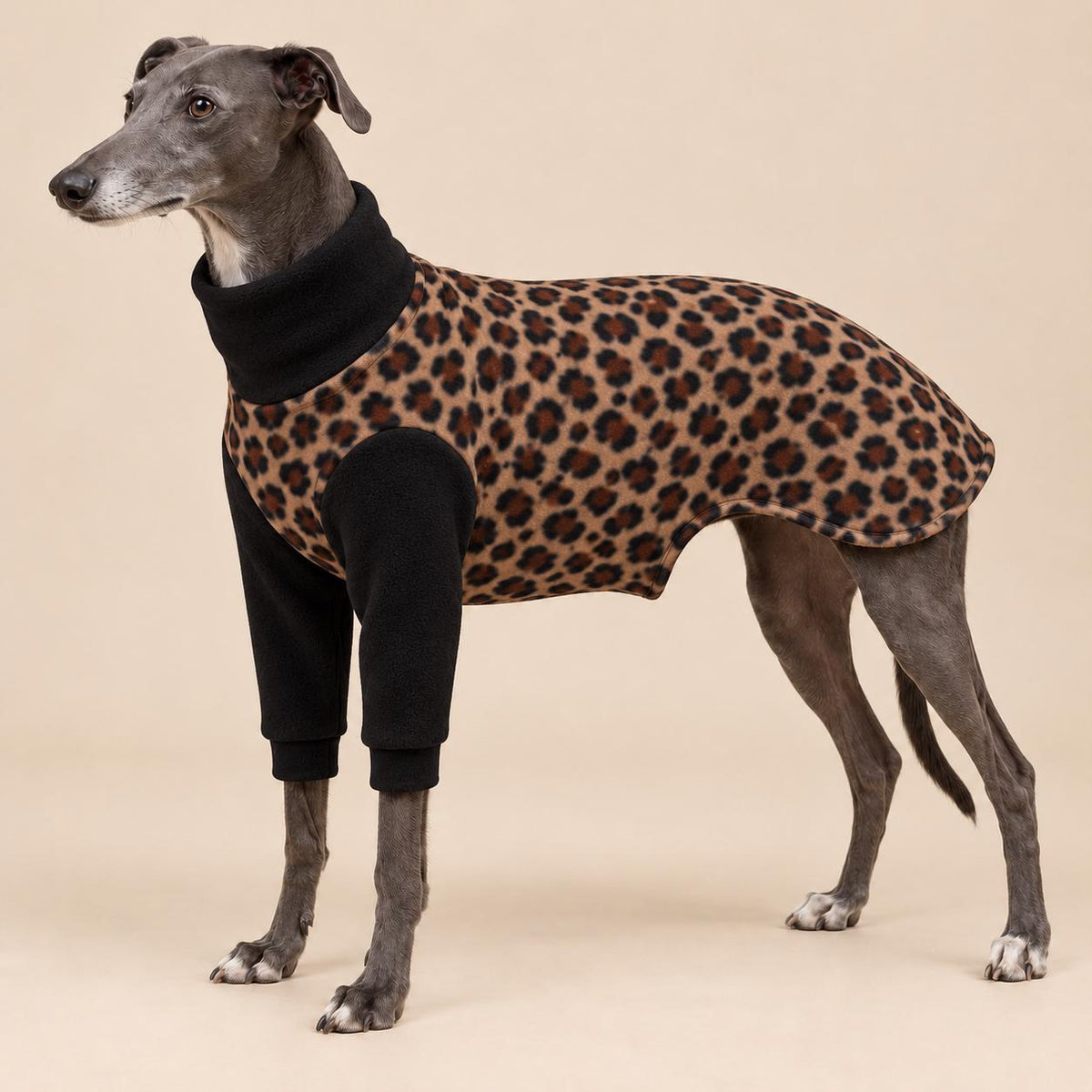 English Greyhound Fleece Jumper, Turtle Neck Dog Pyjamas, Greyhound Winter Top, Soft Fleece Greyhound Clothes