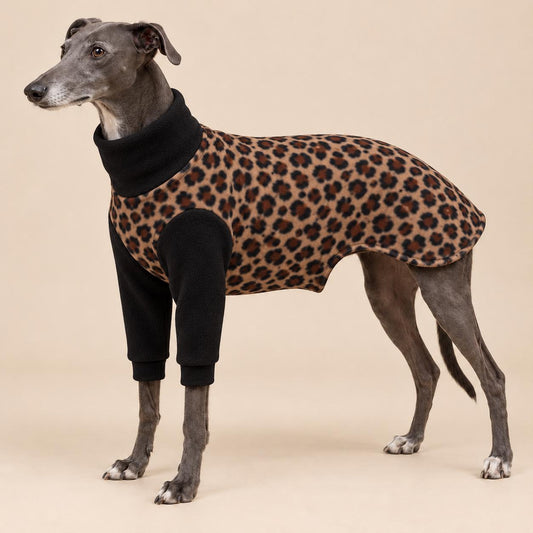 English Greyhound Fleece Jumper, Turtle Neck Dog Pyjamas, Greyhound Winter Top, Soft Fleece Greyhound Clothes