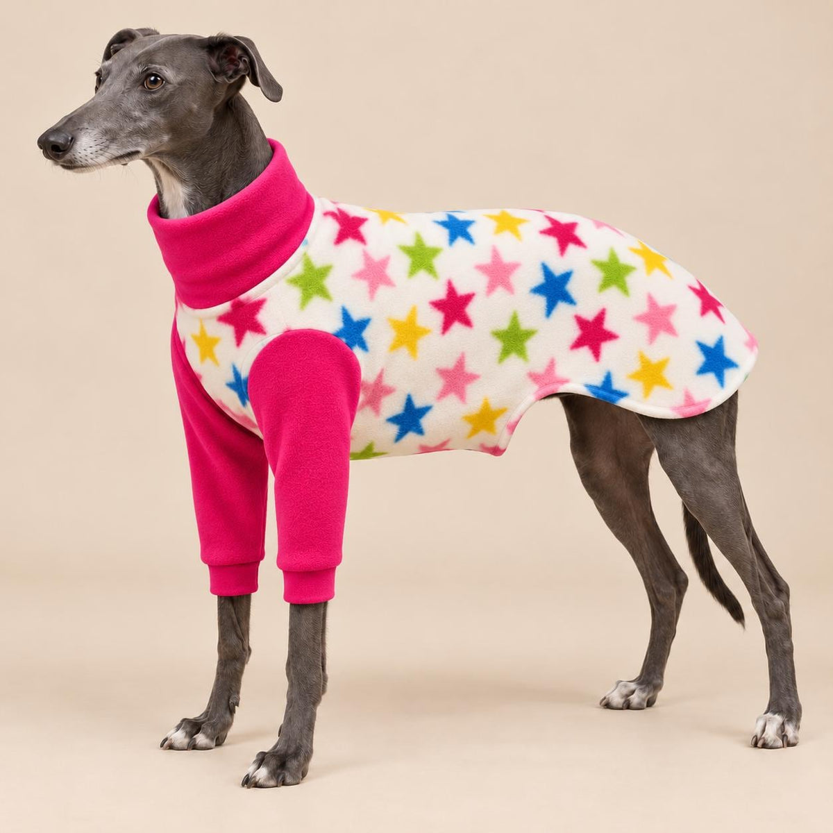 English Greyhound Fleece Jumper, Turtle Neck Dog Pyjamas, Greyhound Winter Top, Soft Fleece Greyhound Clothes