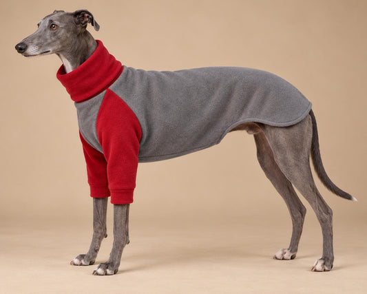 English Greyhound Fleece Jumper, Turtle Neck Dog Pyjamas, Greyhound Winter Top, Soft Fleece Greyhound Clothes
