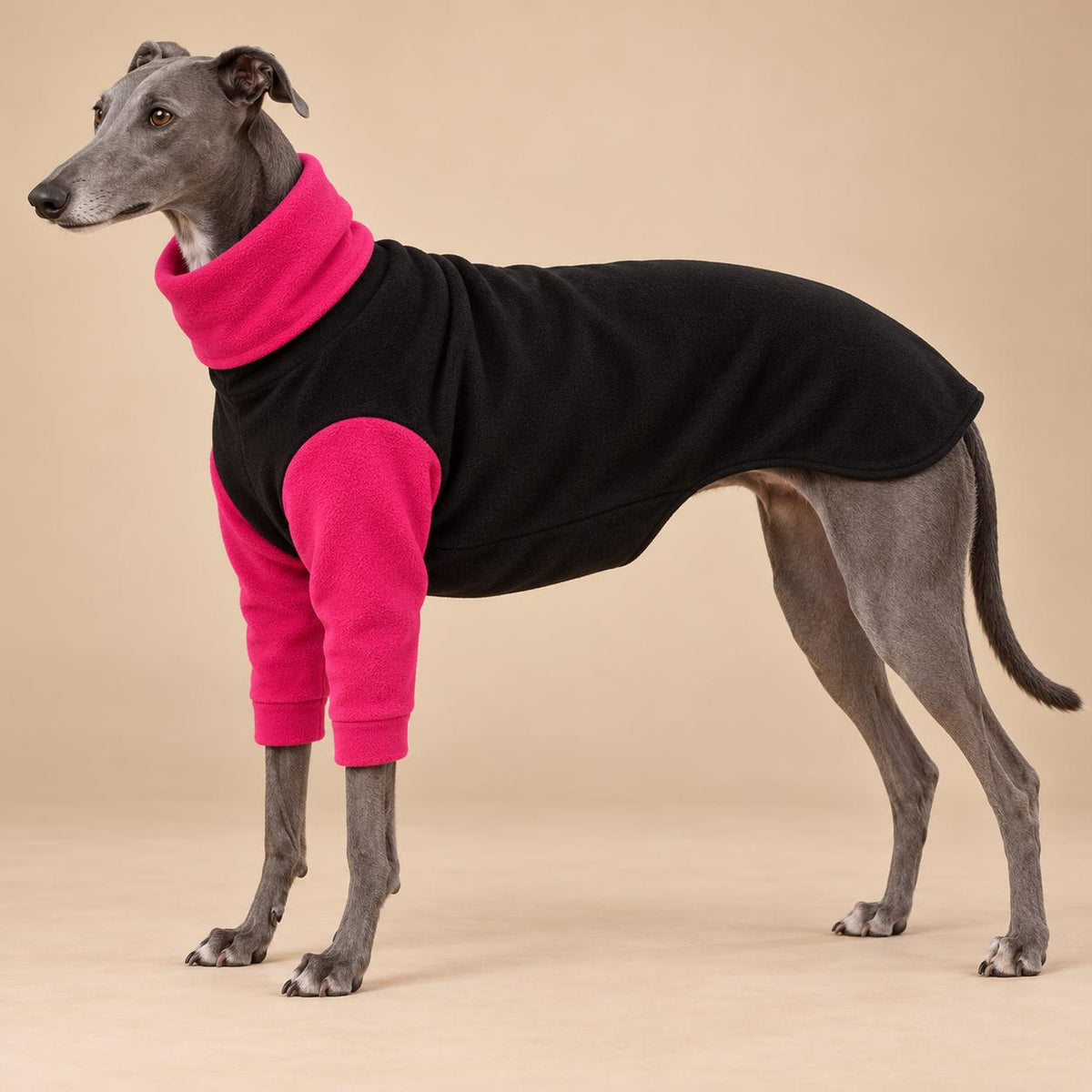 English Greyhound Fleece Jumper, Turtle Neck Dog Pyjamas, Greyhound Winter Top, Soft Fleece Greyhound Clothes