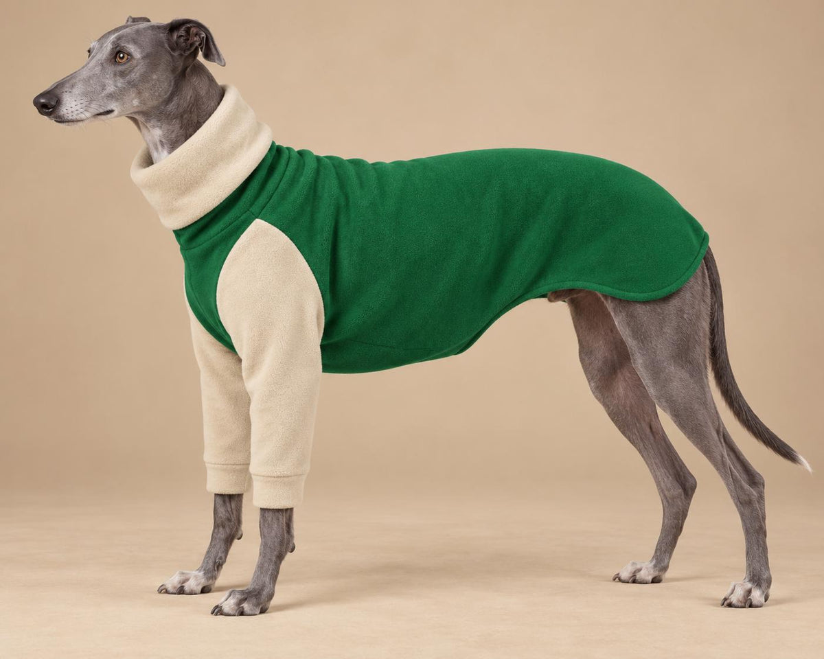 English Greyhound Fleece Jumper, Turtle Neck Dog Pyjamas, Greyhound Winter Top, Soft Fleece Greyhound Clothes