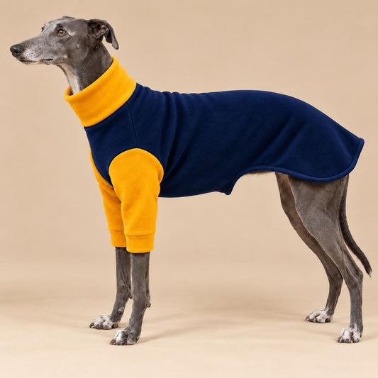 English Greyhound Fleece Jumper, Turtle Neck Dog Pyjamas, Greyhound Winter Top, Soft Fleece Greyhound Clothes