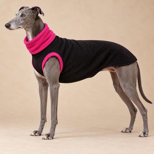 English Greyhound Fleece Jumper, Turtle Neck Dog Pyjamas, Greyhound Winter Top, Soft Fleece Greyhound Clothes