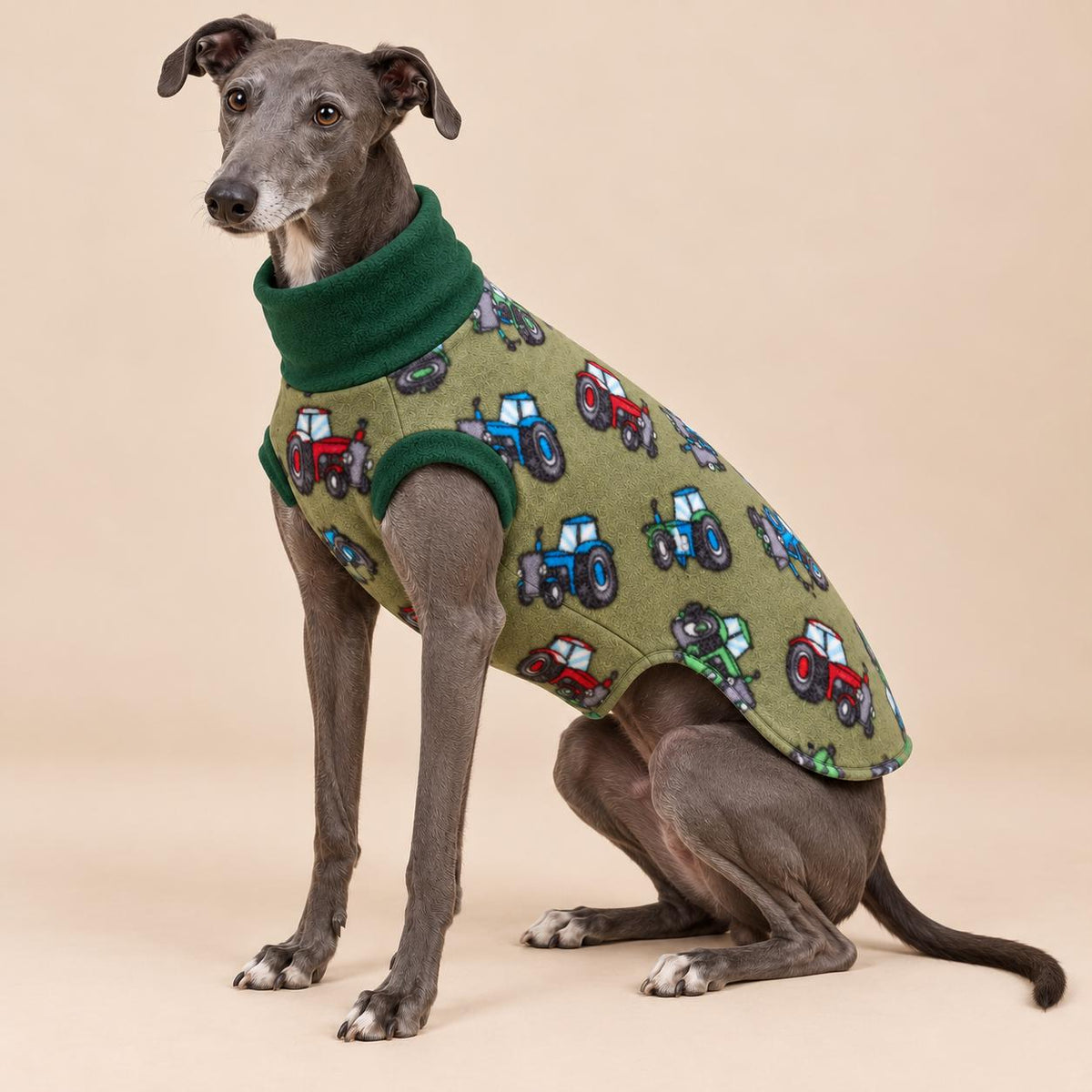 English Greyhound Fleece Jumper, Turtle Neck Dog Pyjamas, Greyhound Winter Top, Soft Fleece Greyhound Clothes