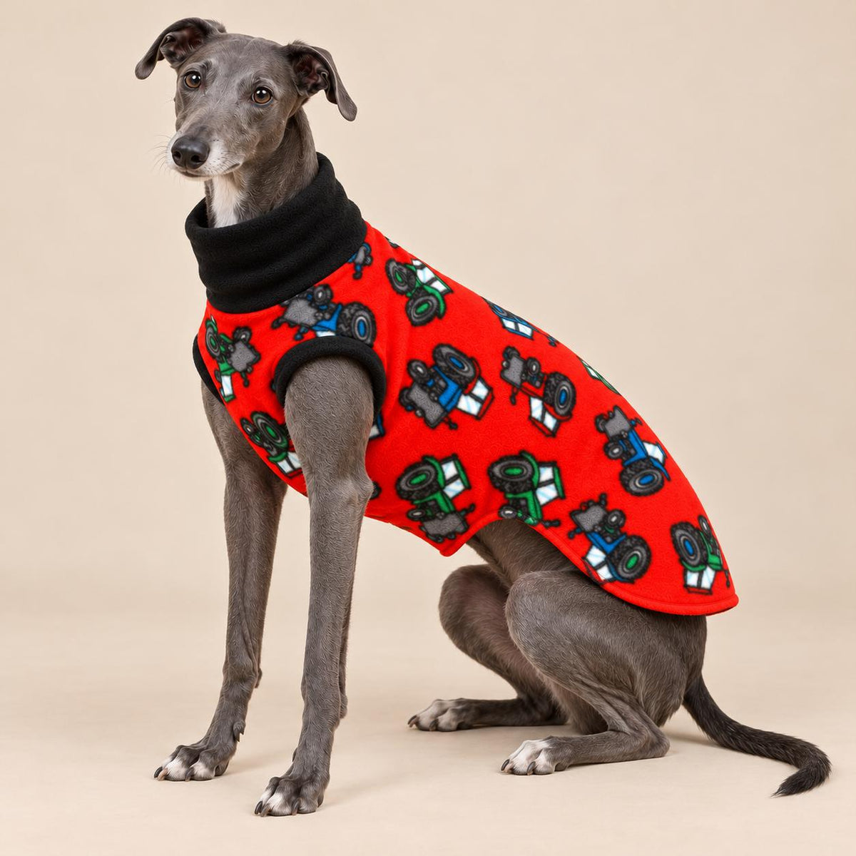 English Greyhound Fleece Jumper, Turtle Neck Dog Pyjamas, Greyhound Winter Top, Soft Fleece Greyhound Clothes
