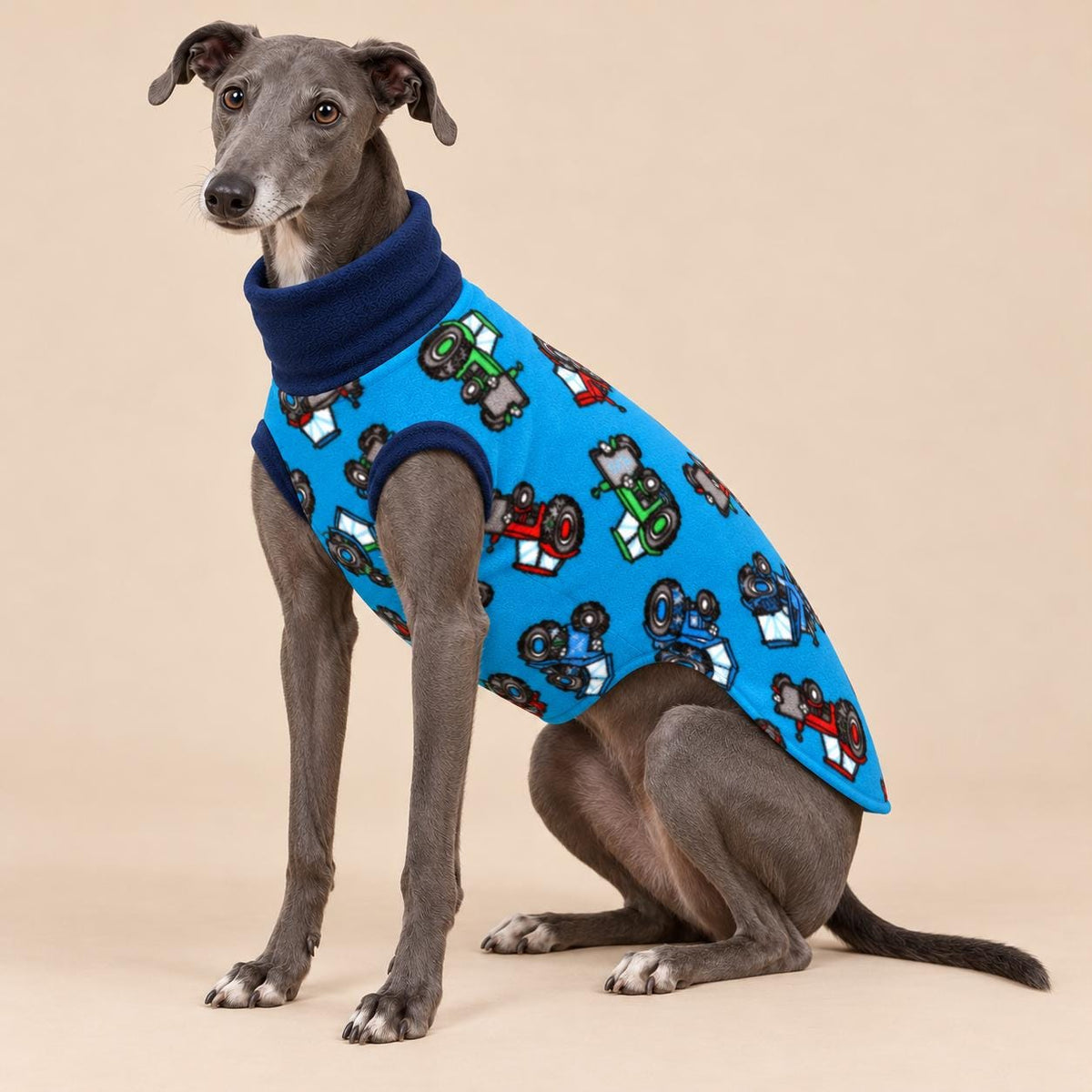 English Greyhound Fleece Jumper, Turtle Neck Dog Pyjamas, Greyhound Winter Top, Soft Fleece Greyhound Clothes