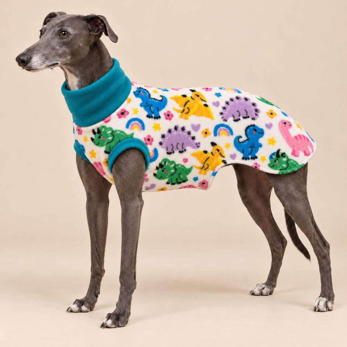 English Greyhound Fleece Jumper, Turtle Neck Dog Pyjamas, Greyhound Winter Top, Soft Fleece Greyhound Clothes