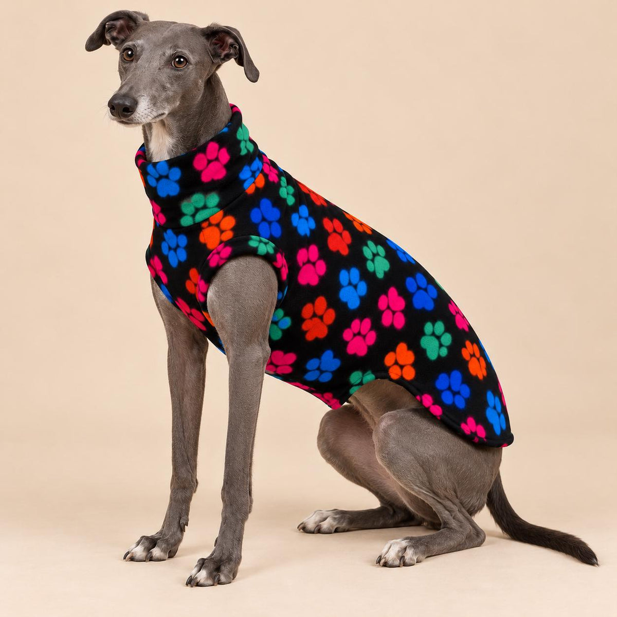 English Greyhound Fleece Jumper, Turtle Neck Dog Pyjamas, Greyhound Winter Top, Soft Fleece Greyhound Clothes