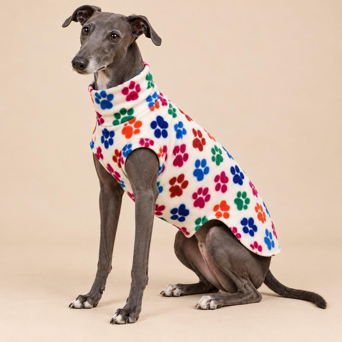 English Greyhound Fleece Jumper, Turtle Neck Dog Pyjamas, Greyhound Winter Top, Soft Fleece Greyhound Clothes