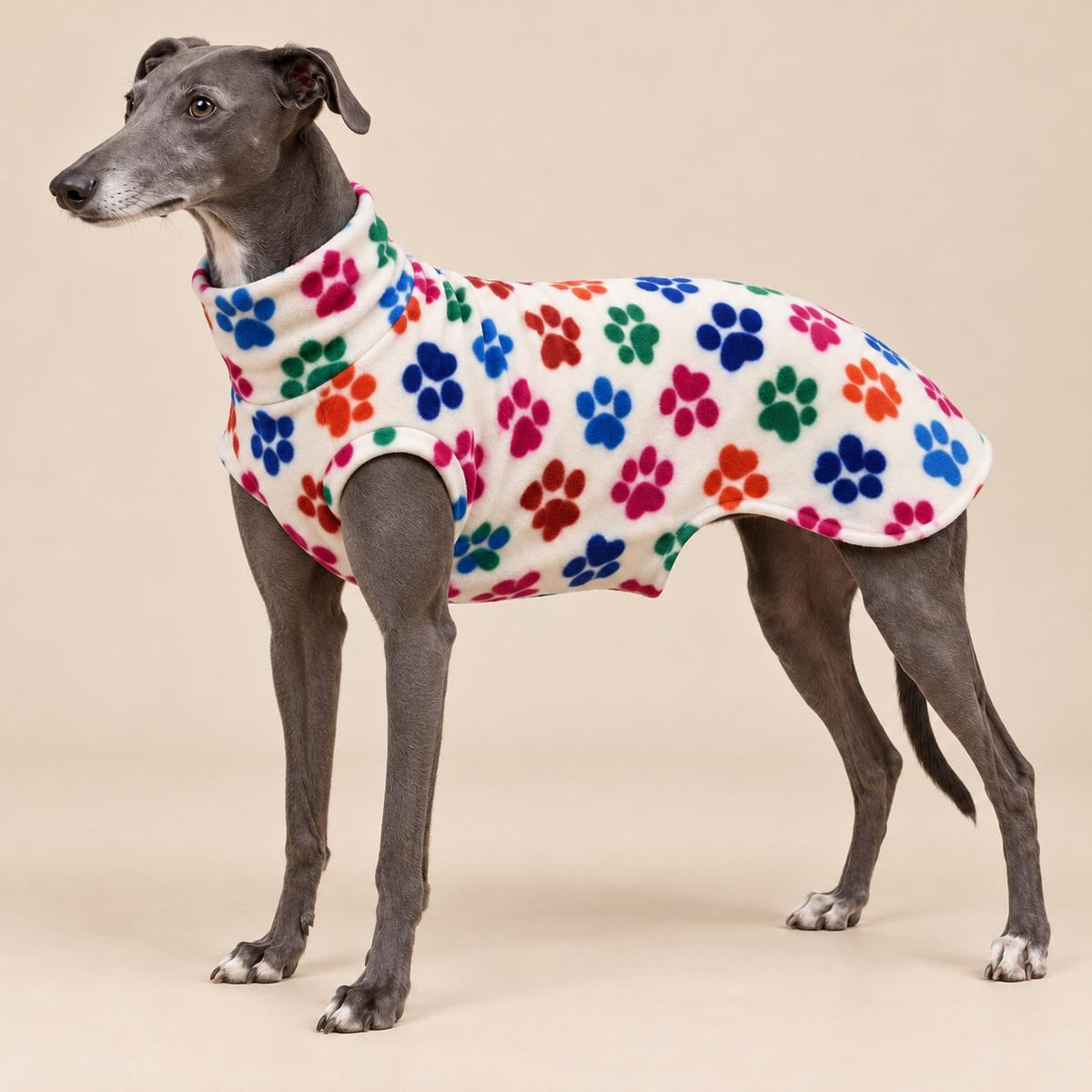 English Greyhound Fleece Jumper, Turtle Neck Dog Pyjamas, Greyhound Winter Top, Soft Fleece Greyhound Clothes