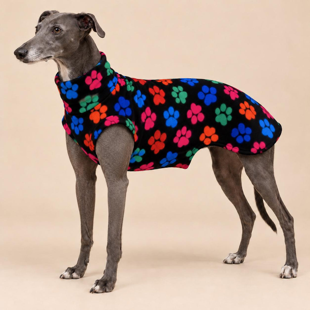 English Greyhound Fleece Jumper, Turtle Neck Dog Pyjamas, Greyhound Winter Top, Soft Fleece Greyhound Clothes