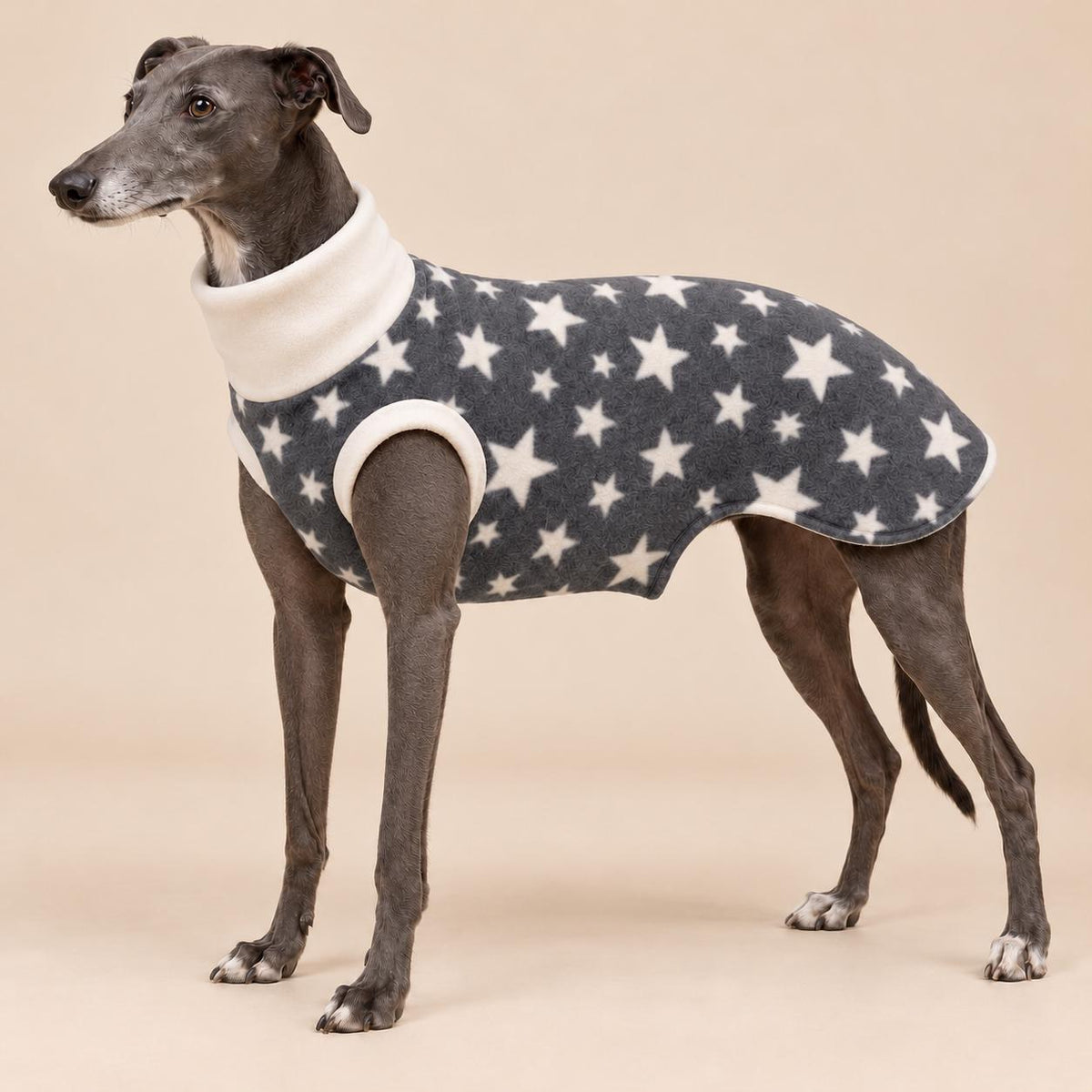 English Greyhound Fleece Jumper, Turtle Neck Dog Pyjamas, Greyhound Winter Top, Soft Fleece Greyhound Clothes