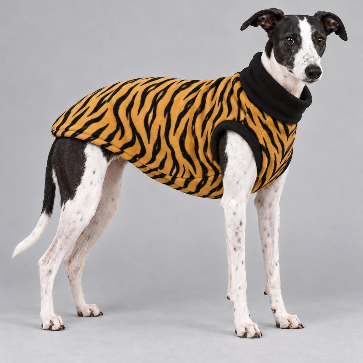 Whippet Fleece Jumper, Sleeveless Dog Coat with Turtle Neck, Two Tone Anti Pill Fleece, Handmade Dog Clothing
